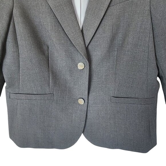 Calvin Klein Women's Blazer Jacket 14 Gray 2-Button Business Workwear Career - Picture 3 of 9